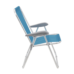 Cadeira De Praia Creta Master Em Aluminio Com Assento Azul - Tramontina