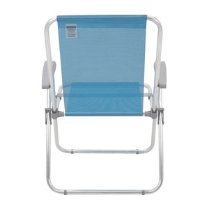 Cadeira De Praia Creta Master Em Aluminio Com Assento Azul - Tramontina