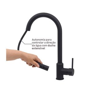 Monocomando Pratica Mesa Cozinha Bica Extensivel (5 Mca) Preto Matte Celite