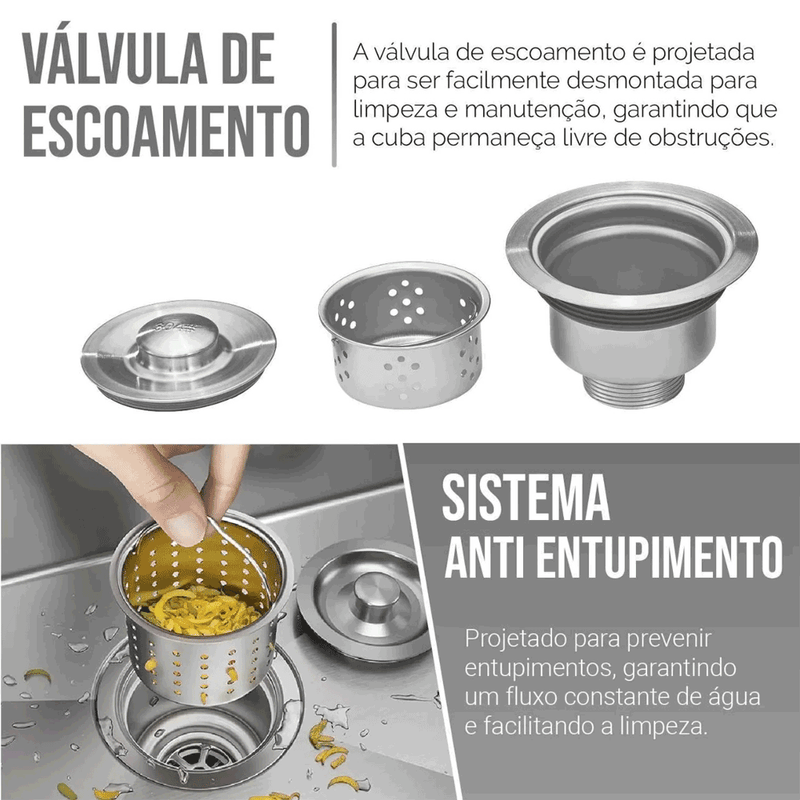 kit valvula de escoamento com cesto para cuba  levo