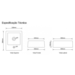 Cuba Apoio Mesa Athena Branco 34,0x39,0 - Onix Louça