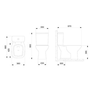 Kit Completo Debba Square Bacia Com Caixa Acoplada + Acessórios De Instalação + Assento Soft Close - Roca Louças