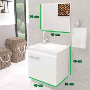 Kit Espelheira+balcao Bari Branco 450x430x350 (ec) - Gabinetto