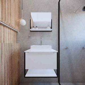 Kit Espelheira+balcao Ariel Branco 600x470x450  (ec) - Gabinetto