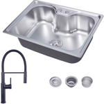 kit cuba cozinha gourmet e valvula com monocomando black  levo