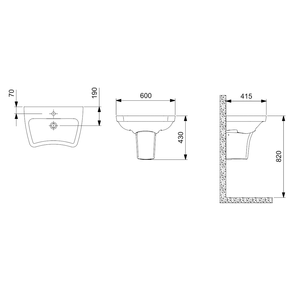 Lavatório Para Coluna Acesso Plus 600x415mm Branco - Incepa