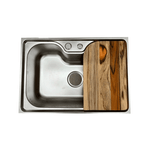 cuba cozinha gourmet aco inox luxo com valvula 60 x 42 cm e tabua  levo