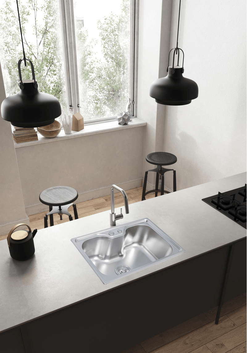 cuba cozinha gourmet aco inox luxo com valvula 60 x 42 cm e tabua  levo