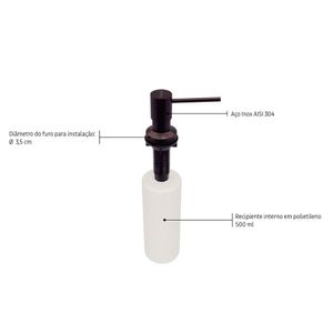 Dosador De Sabao  Inox Black 500ml - Tramontina