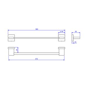Porta Toalha 2040.bl33.030.no Polo 300mm Black Noir - Deca
