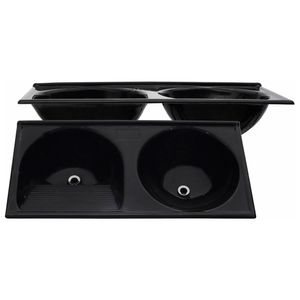 Tanque Duplo Decoralita Premium Preto Absoluto Redondo 120,0x60,0x24,0 65l - Decoralita