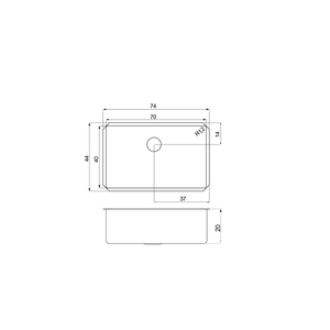 Cuba De Embutir Desing Collection Quadrum Undermount Aço Inox  70,0x40,0x20,5 - Tramontina