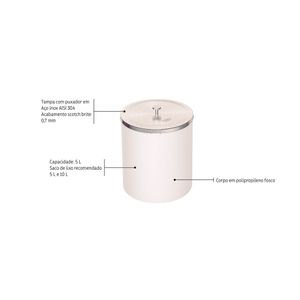 Kit Lixeira Branca C/ Tampa Util 5l (94540027) - Tramontina