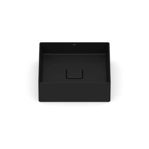 Cuba De Apoio Quadrada S/ Mesa Terra Matte Black 350x350 - Roca Louça