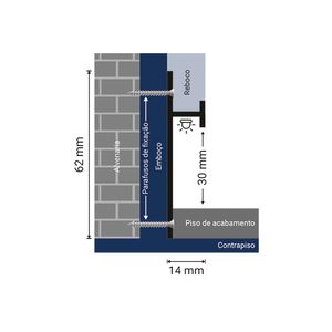 Rodape 21484 Preto Neo Aluminio 62x14mm - Barra 3,00m Fracionado - Santa Luzia