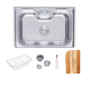 Kit Cuba Moana Aço Inox De Embutir C/ Acessorios Porta Detergente/ Tabua E Cesto Aramado - Levo