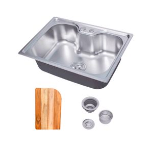 Cuba Cozinha Gourmet Aço Inox Luxo Com Valvula 60 X 42 Cm E Tabua - Levo