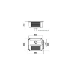 Tanque Inox  Polido Embutir/sobrepor 55x45x23 32 L - Docol