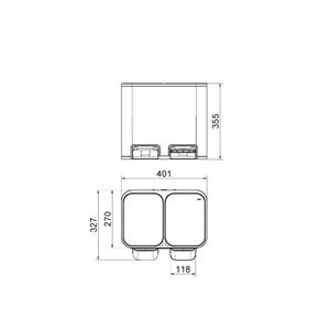 Docolflat Inox Escovado Lixeira  Dupla Pedal (10l+10l)  20l - Docol