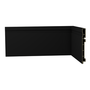 Rodapé Black Preto R7 Frisado Laca 150x18mm 2.4m - Ecovale