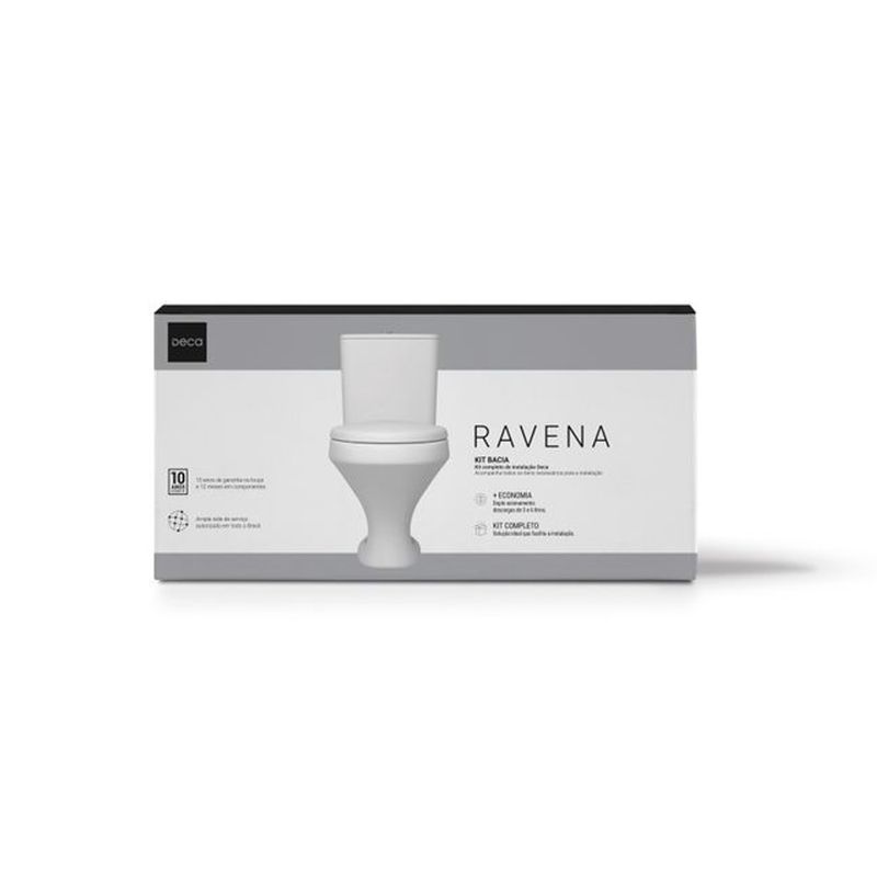 kit completo bacia com caixa acoplada  assento e instalacoes ravena branco  deca
