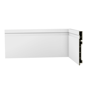 Rodapé Moderna Branco R7 Frisado Laca 150x18mm 2.4m - Ecovale
