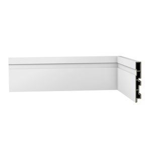 Rodapé Moderna Branco R3 Frisado Laca 105x15mm 2.4m - Ecovale
