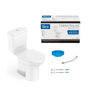 Kit Bacia  C/ Caixa Debba Round Branco 3/6 Lts+compl Instalacao+assento Pp Soft Close - Roca Louça