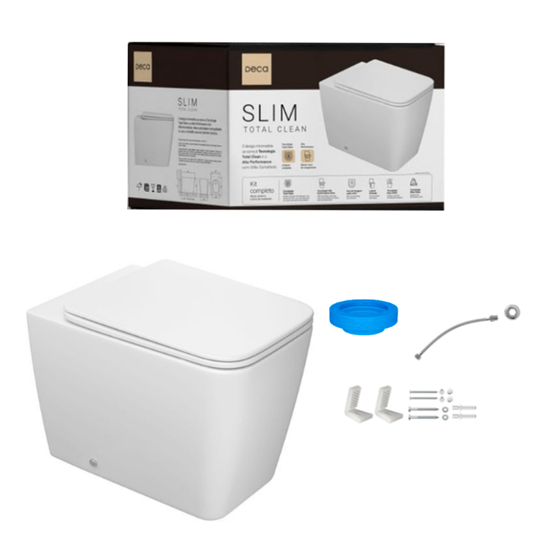 kit completo bacia convencional slim total clean branco  instalacoes  deca