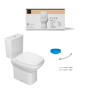 Kit Bacia Caixa Acoplada 3/6 Lts+compl Instalacao+assento Plastico Flex Branco Slow Close - Deca
