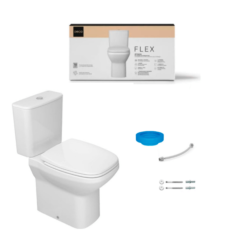 kit bacia caixa acoplada 36 ltscompl instalacaoassento plastico flex branco slow close  deca